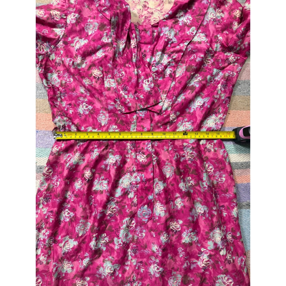 Vintage Handmade Dress M L One of a Kind Novelty Print Retro Midi Belted - Picture 4 of 7
